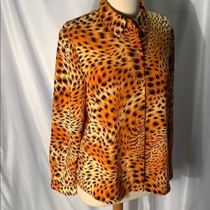 Lauren Lee Collared Button Down Tiger Print Blouse